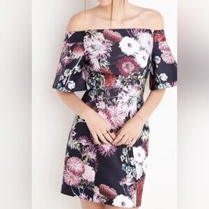 Keepsake The Label Off Shoulder Floral Mini Dress Black Multi Size Small